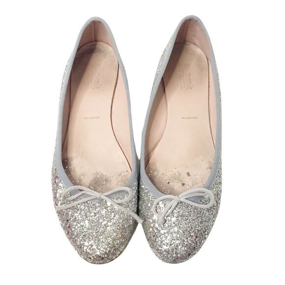 Summit By White Mountain Women's silver Glitter Ballet flat shoe bow ITALY 40 - Picture 2 of 6